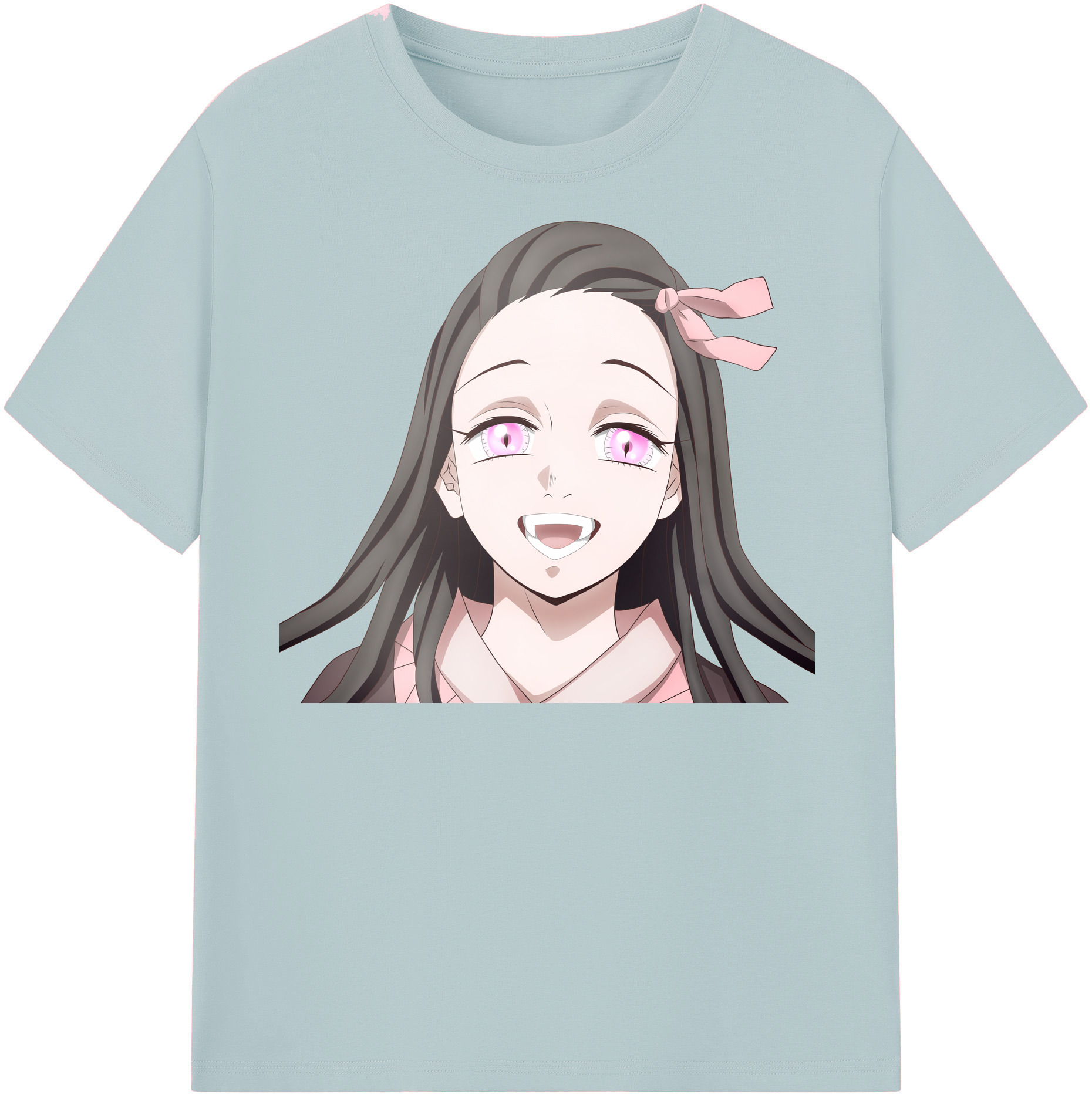 （画像用） 鬼滅の刃（きめつのやいば）竈門 禰󠄀豆子／かまど ねずこ Kamado Nezuko 綿100％半袖Tシャツ（フロントプリント）